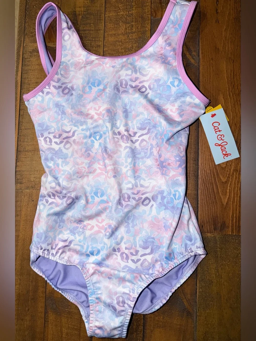 Cat & Jack Pastel Leopard One-Piece Swimsuit - Pink, Lavender & Blue